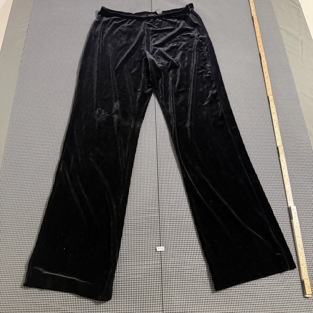 III State Womens Black Velvet Wide Leg Pull On Pants Size M